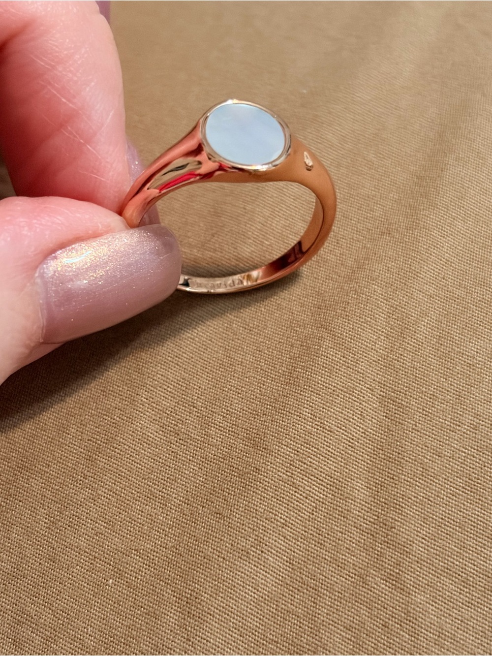 Pura Vida Gold Tone Ring with White Inlay - Women's Jewelry